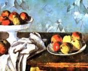 Still life with apples and fruit bowl - 保罗·塞尚